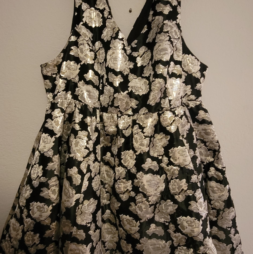 Torrid Metallic Brocade V-Neck Holiday Dress
